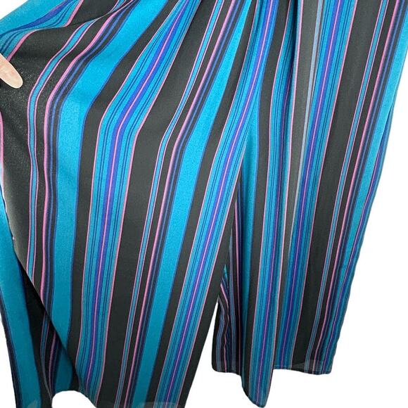 Leith Wide Leg Jumpsuit Women's Size S Striped Blue Plunge V-Neck Career - Picture 5 of 7